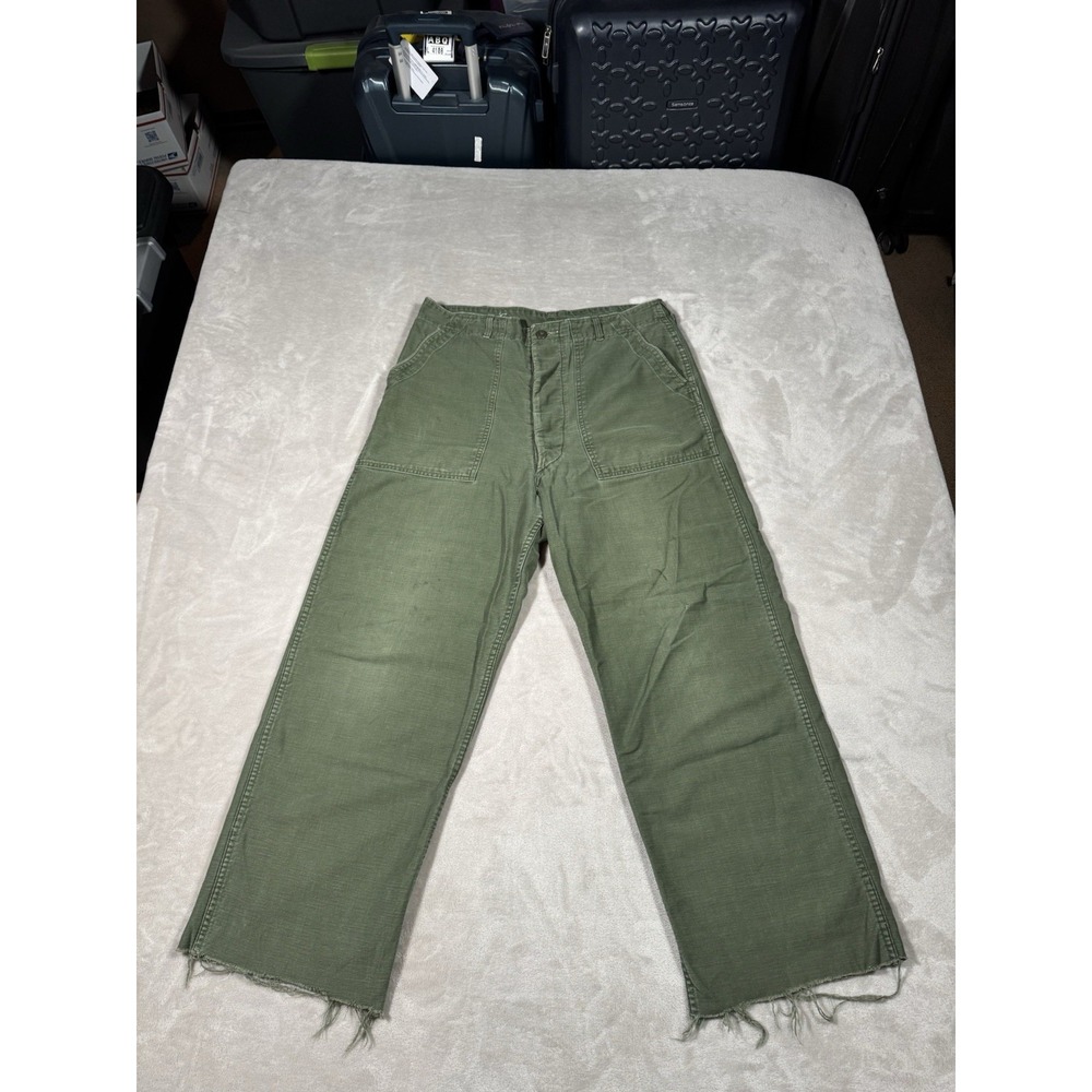 Vintage 60s OG 107 Pants Size 33x27 Green Cotton Fatigue MADE IN USA